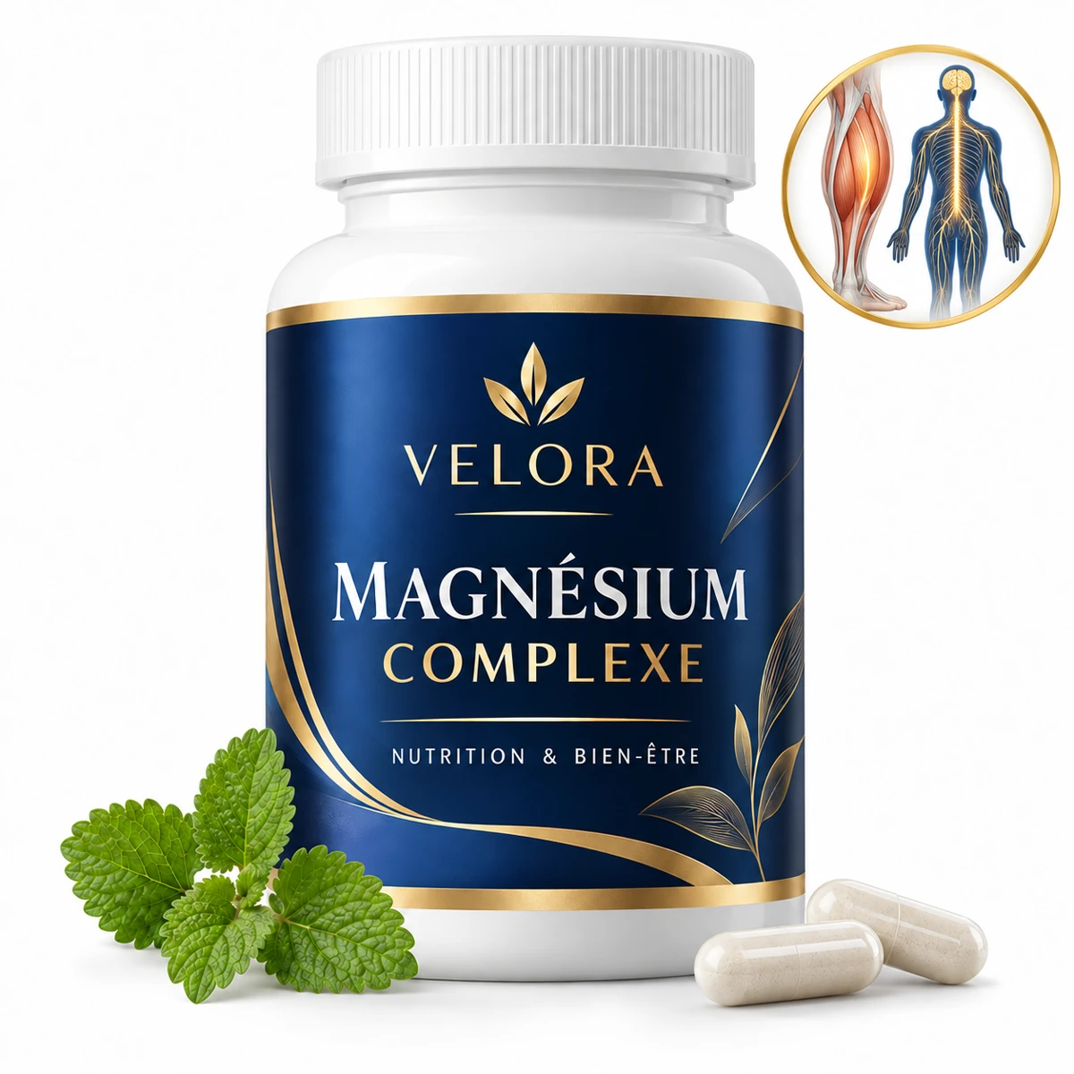 Velora Magnésium Complexe — médaillon illustrant le thème : muscles et système nerveux