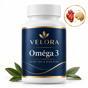 Velora Oméga 3 — médaillon illustrant le thème : cœur et cerveau